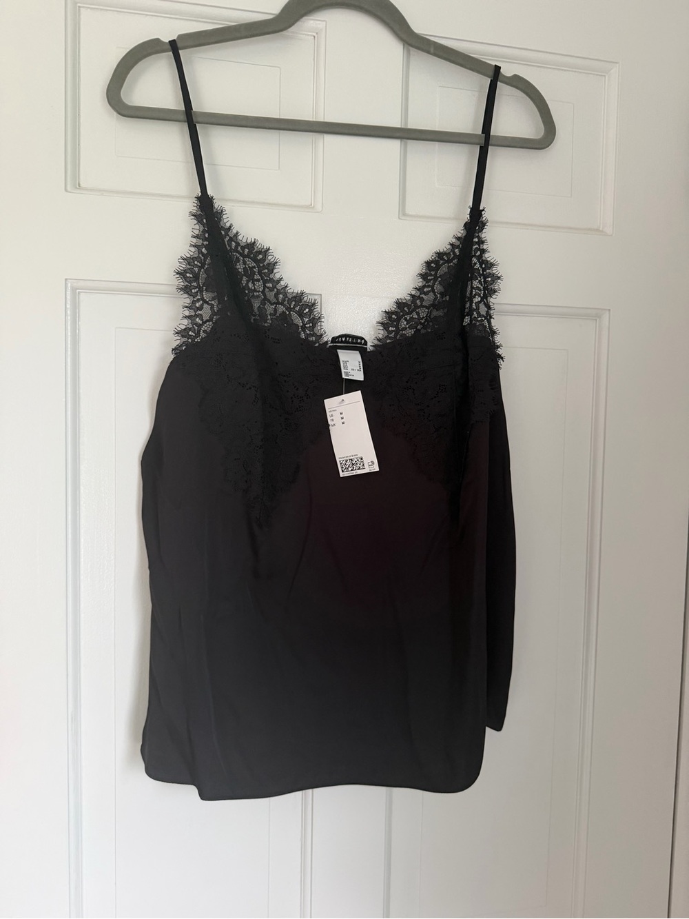 H&M Black Lace-Trim Spaghetti Strap Cami